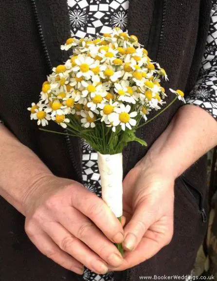 White and Yellow Daisy Flowergirl Bouquet Side View