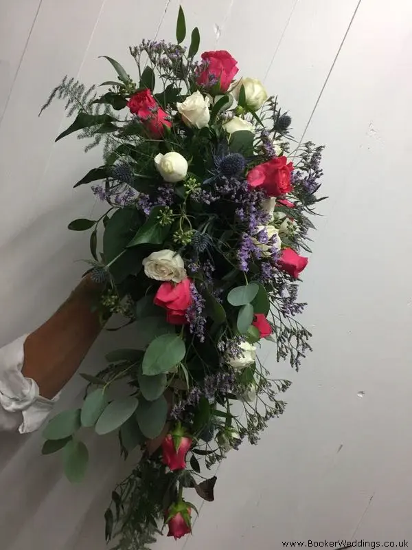 Bride Shower Bouquet of Roses Spray Roses Limoneum Eryngium