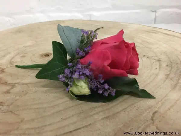 Groom Cerise Fancy Rose Buttonhole