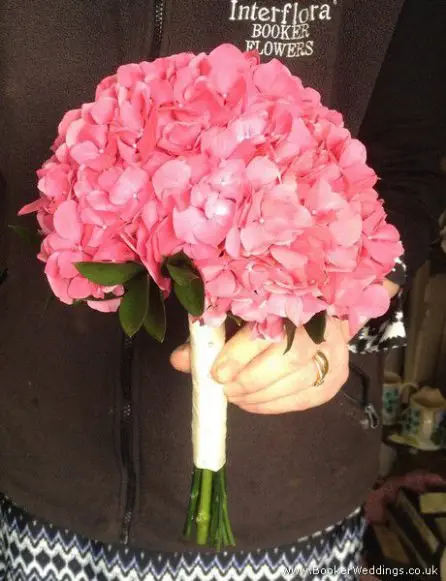Cerise Hydrangea Bridesmaid Bouquet Side View