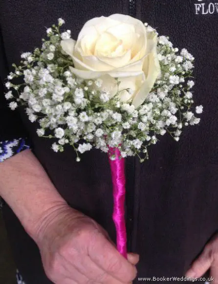 White Rose Flowergirl Bouquet Side View