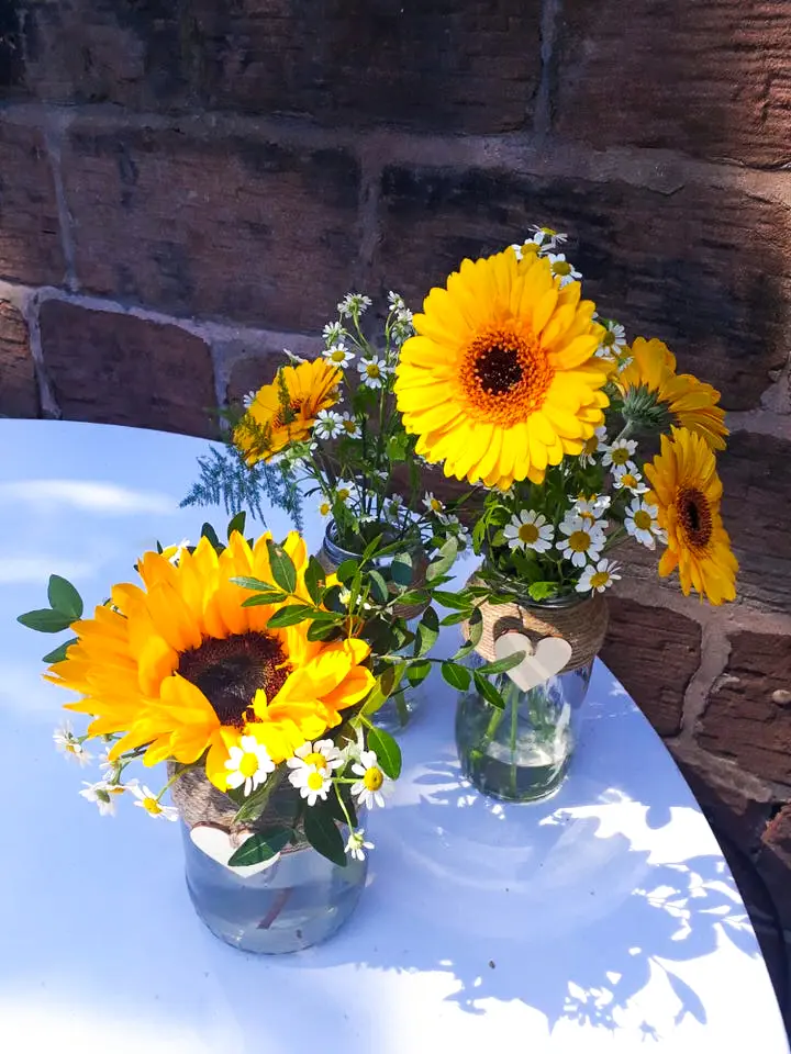 Sunflower Table Arrangements for Liverpool Wedding