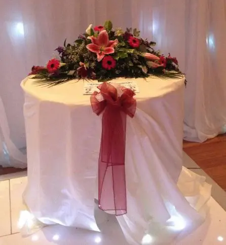 Burgandy and White Calla Lily Registrars Table Arrangement 2