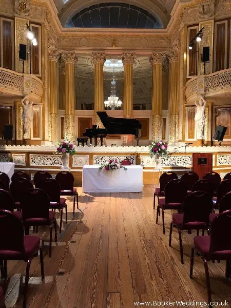 St Georges Hall Wedding Ceremony Flowers of Roses and Peonies