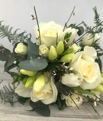 Fresh Rose and Eucalyptus Bridesmaid Hand Tied Bouquet