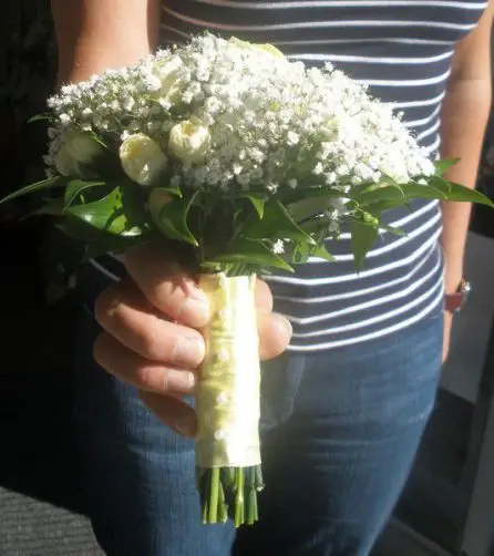 Yellow Rose and Gypsophilia Bridesmaid Bouquet