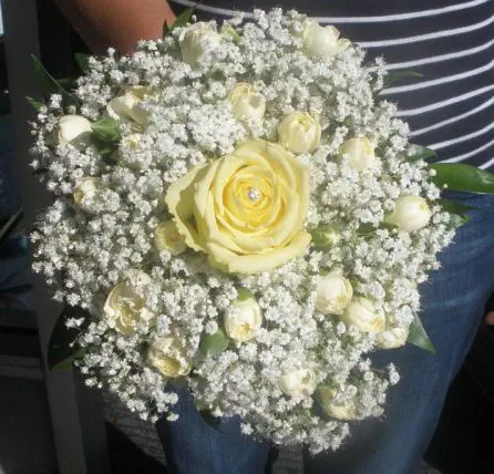 Yellow Rose and Gypsophilia Bridesmaid Bouquet