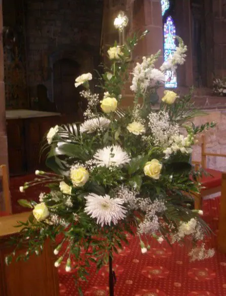 Yellow and White Pedestal Arrangement