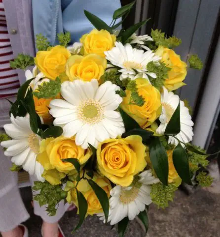 Yellow Rose and White Germini Brides Bouquet