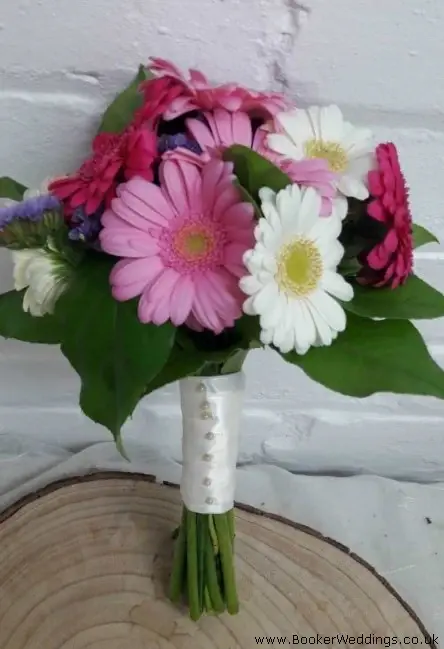 Bride Hand Tied Bouquet of Gerberas and Statice