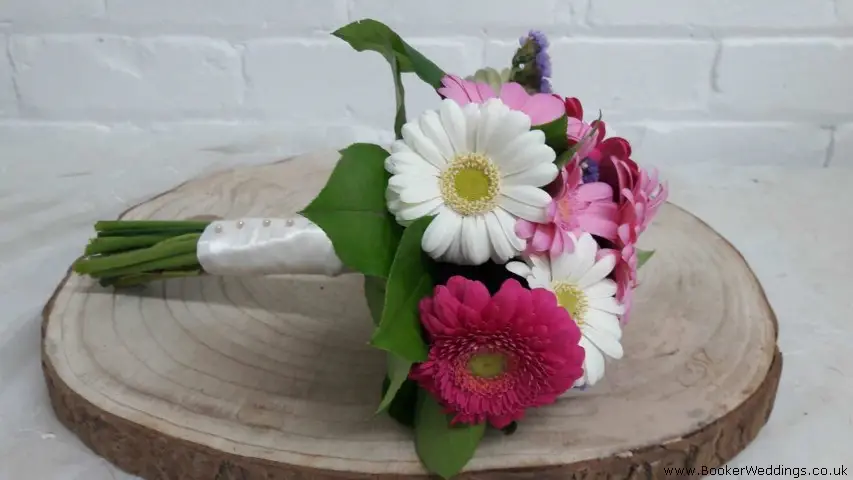 Bridesmaid Handtied Bouquet in Pink Cerise and Cream