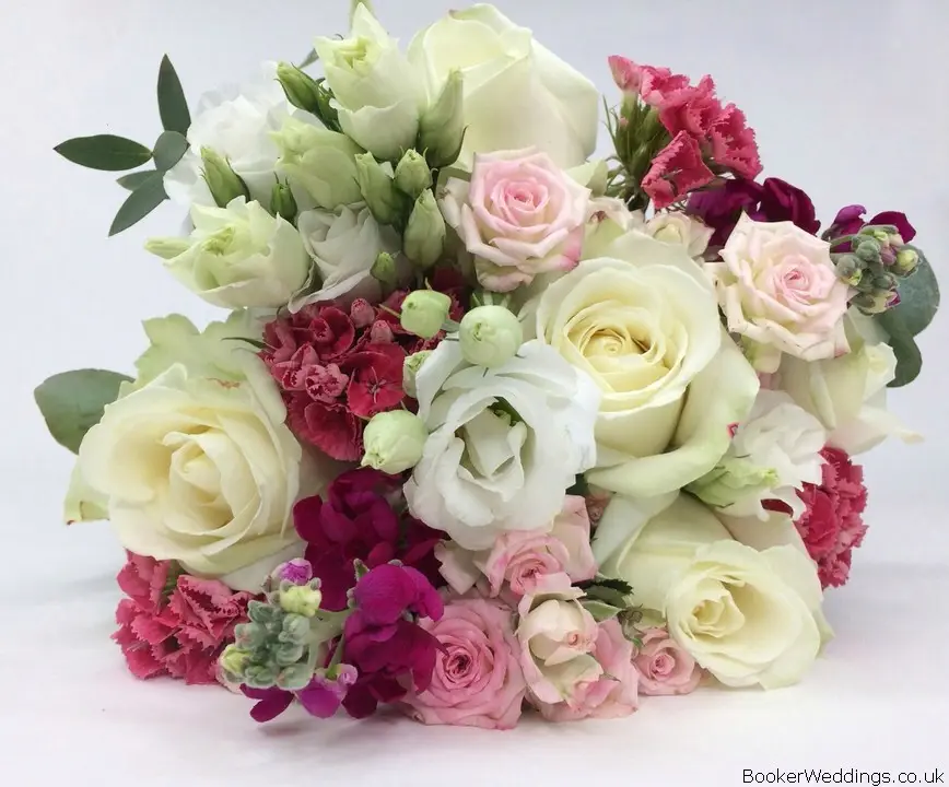 Bride Hand Tied Bouquet in Pinks and White