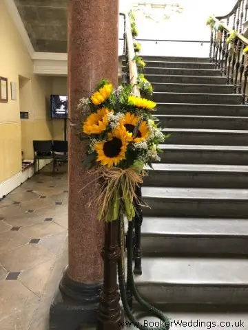 Blackburn House Wedding Flowers on Staircase