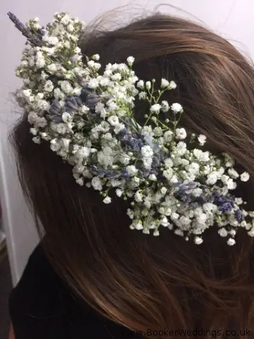 Gypsophila and Lavender in Bridesmaids Hair