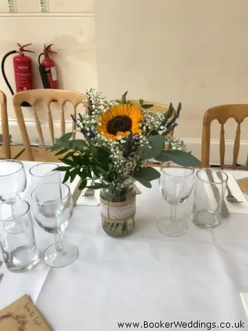Sunflower Table Arrangements at Wedding Venue