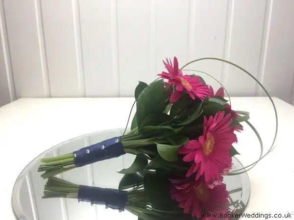 Pink Gerbera and Beargrass Bridesmaid Hand Tied Bouquet