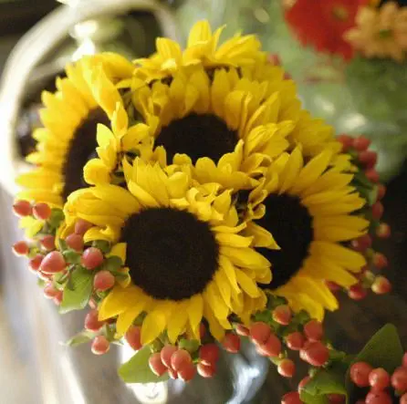 Sunflower and Hypericum Brides Bouquet