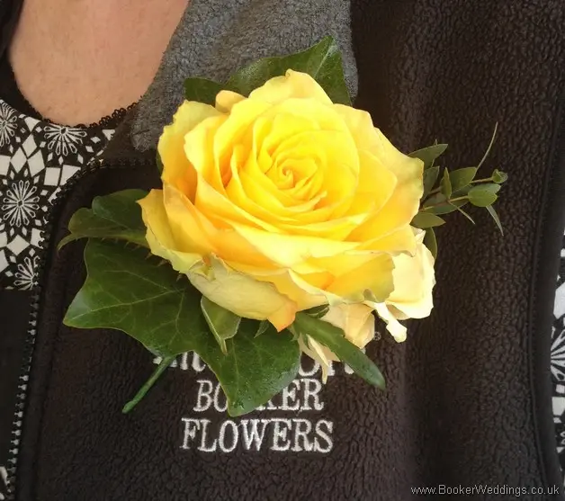Yellow Rose Grooms Buttonhole