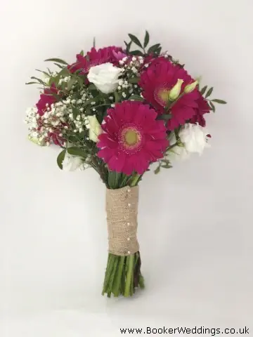 Cerise Pink Gerbera Bride Hand Tied Bouquet