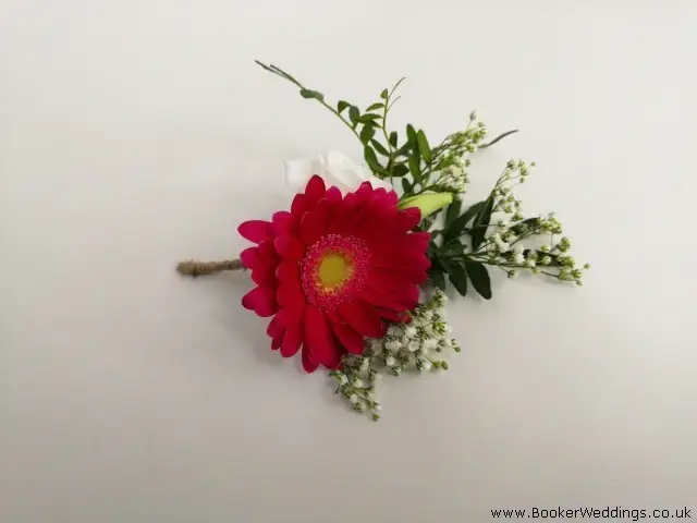 Cerise Pink Gerbera Groom Buttonhole