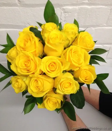 All Yellow Roses Hand Tied Bridal Bouquet