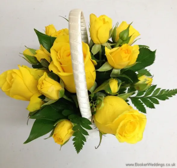 Yellow Rose Flowergirl Basket